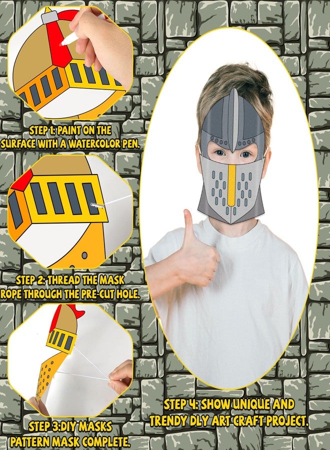 Lonfliness 36 Set Medieval Knight Armor Coloring Mask Craft for Kids Color Your Own Paper DIY Kit Religious Bible Armor of God Knight Mask Crafts Helmet of Salvation Craft for Fun Home Activities Party Supplies - Image 4